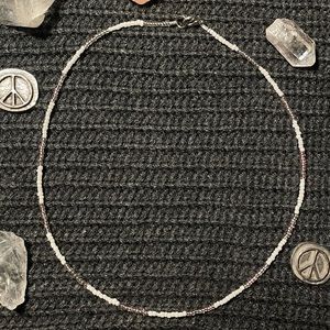 New Light Pink and White Beaded Choker Necklace